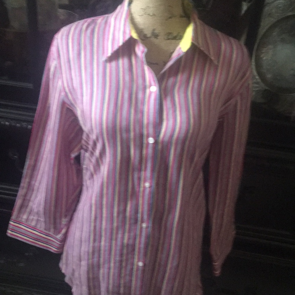 Ralph Lauren Multi-stripe Shirt with Yellow Collar